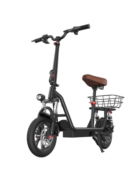 iScooter i12 Monopattino elettrico con sedile e cestino posteriore motore da 500W batteria da 36V 7 5Ah pneumatico da 12" Nuova