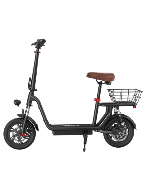 iScooter i12 Monopattino elettrico con sedile e cestino posteriore motore da 500W batteria da 36V 7 5Ah pneumatico da 12" Nuova