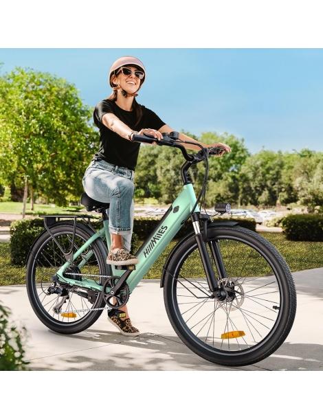HillMiles MileCity1 Bicicletta elettrica motore da 250W batteria da 36V 13AH pneumatico da 26 pollici - Verde 2025