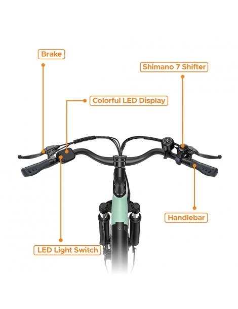 HillMiles MileCity1 Bicicletta elettrica motore da 250W batteria da 36V 13AH pneumatico da 26 pollici - Verde 2025
