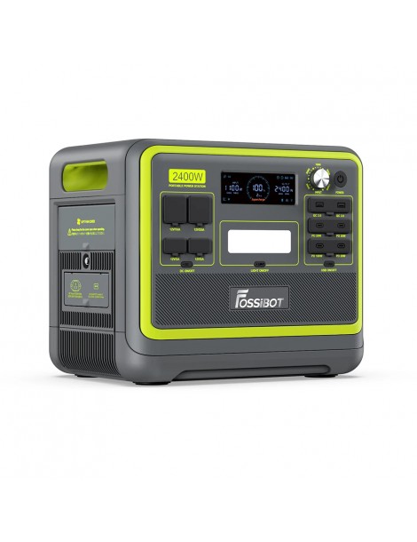 FOSSiBOT F2400 Centrale Elettrica Portatile da 2048Wh/2400W Ricarica Rapida in 1 5 Ore 16 Porte di Uscita - Verde Consegna Veloce
