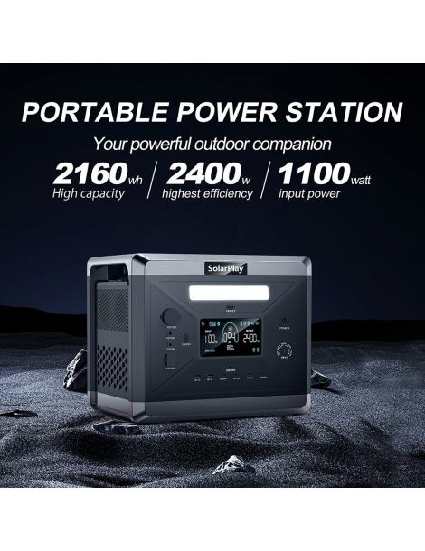 SolarPlay Q2501 Centrale Elettrica Portatile batteria LiFePO4 da 2400W/2160WH 12 porte di uscita Fino Al -60%