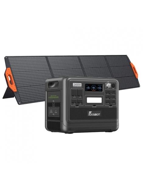 FOSSiBOT F2400 Generatore Solare Portatile da 2048Wh/2400W+Fossibot SP200 18V 200W Pannello Solare Pieghevole - Nero Sottocosto