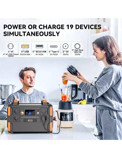 Generatore solare portatile Flashfish F132 1041.6Wh/1000W batteria LiFePo4 uscita 230V AC 19 uscite versione UE Outlet