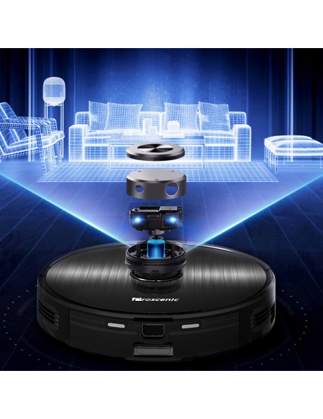 Proscenic M8 Robot Aspirapolvere con Navigazione Lidar 3 in 1 Aspiratore Robot e Mop con una Forte Aspirazione di 2700Pa Qualità Garantita