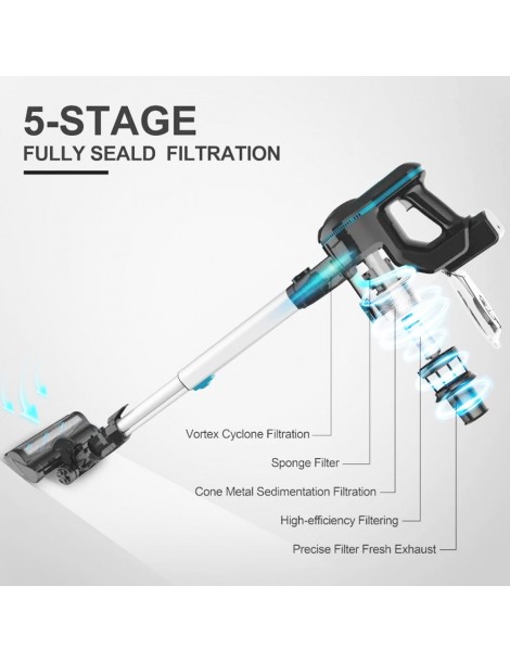 INSE N5 6 in 1 Aspirapolvere Senza Fili 12000Pa Potenza di Aspirazione 45mins Lunga Autonomia 5 Stadi di Filtrazione Offerta