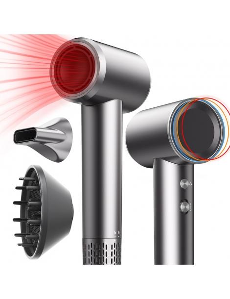 Micollme H6S Asciugacapelli con 2 bocchette asciuga i capelli medi in 2-3 minuti 59dB tecnologia a ioni negativi - grigio Promozione