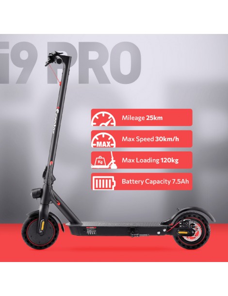 iScooter i9 Pro Scooter elettrico 8 5 pollici Pneumatico a nido d'ape 350W Motore 7 5Ah Batteria 30km/h Velocità massima Nero In Saldo