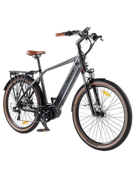 TESWAY COMET-M Bicicletta elettrica con motore centrale motore 500W batteria 48V 14Ah pneumatici 27 5*2 4 pollici - Grigio Nuovo