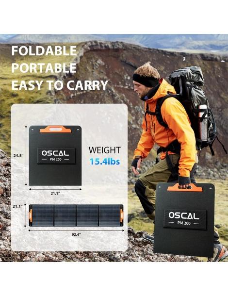 Oscal PM200 200W Pannello solare pieghevole cavalletto regolabile efficienza di conversione solare ≥22% - spina UE Sconto