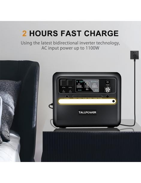 TALLPOWER V2400 Stazione di alimentazione portatile generatore solare LiFePo4 da 2160Wh uscita CA da 2400W UPS - Nero I Più Venduti