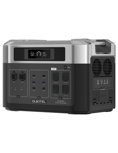 OUKITEL BP2000 Centrale elettrica portatile batteria LiFePO4 da 2048Wh/640000mAh uscita AC da 2200W UPS da 2000W Moda