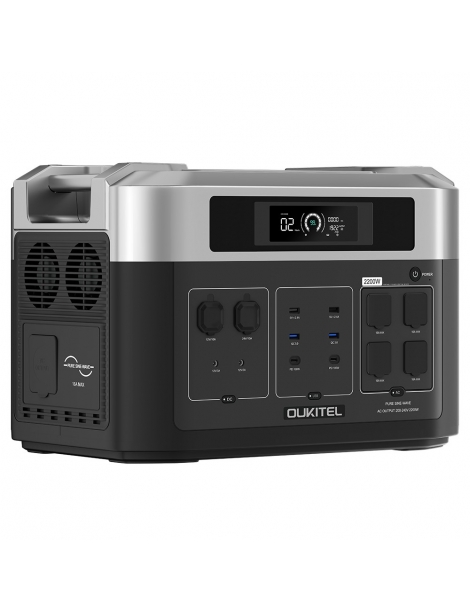 OUKITEL BP2000 Centrale elettrica portatile batteria LiFePO4 da 2048Wh/640000mAh uscita AC da 2200W UPS da 2000W Moda