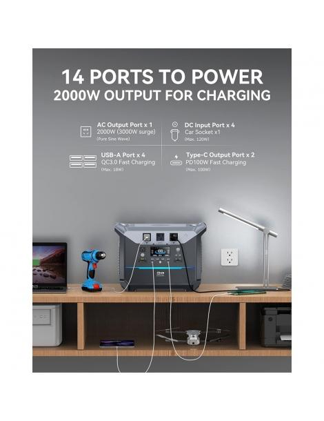 DaranEner NEO2000 Stazione di energia portatile generatore solare con batteria LiFePO4 da 2073 6Wh uscita AC da 2000W 2025