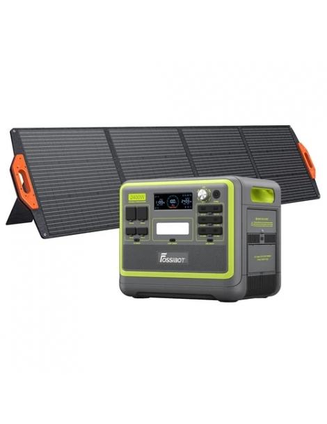 FOSSiBOT F2400 Generatore Solare Portatile da 2048Wh/2400W+SP200 18V 200W Pannello Solare Pieghevole - Verde In Linea
