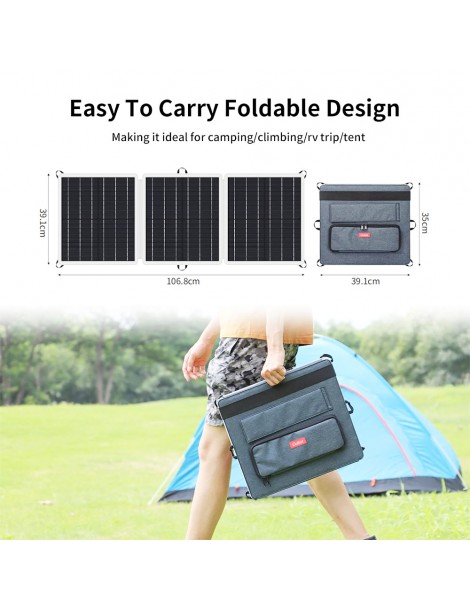 GOFORT Pannello Solare Portatile 18V 60W con Tre Porte di Uscita DC/QC3.0/USB-A Convenienza