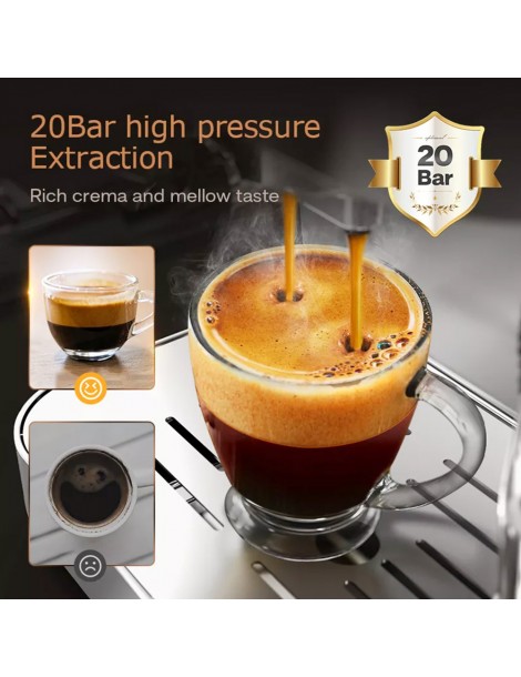 HiBREW H10 1050W macchina da caffè semi-automatica a 20 bar macchina per caffè espresso a cialde e macinato ESE capacità 1 5L In Vendita