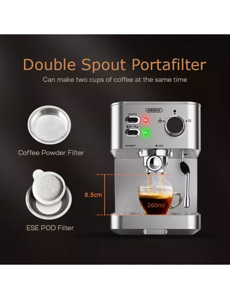 HiBREW H10 1050W macchina da caffè semi-automatica a 20 bar macchina per caffè espresso a cialde e macinato ESE capacità 1 5L In Vendita