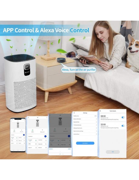 Proscenic A9 Purificatore d'Aria con Filtro H13 True HEPA Connessione WiFi Ampia Copertura di 2904 piedi² Italy
