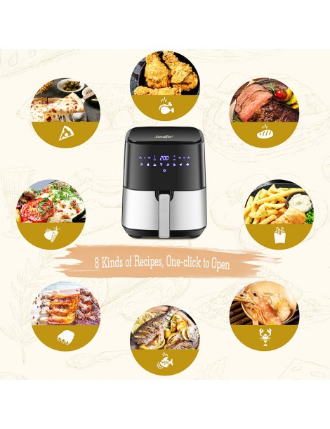 Sonifer SF1014 1450W 5L Friggitrice ad aria senza olio LED Touchscreen friggitrice elettrica Cestello antiaderente 2025