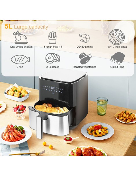 Sonifer SF1014 1450W 5L Friggitrice ad aria senza olio LED Touchscreen friggitrice elettrica Cestello antiaderente 2025