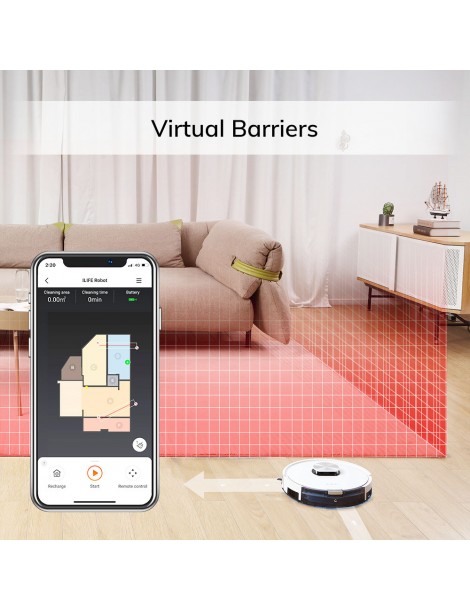ILIFE L100 Robot Aspirapolvere 2000Pa Aspirazione LDS Navigazione Laser Mop APP Control 450ml Serbatoio Polvere Tappeto Boost Spedizione Gratuita