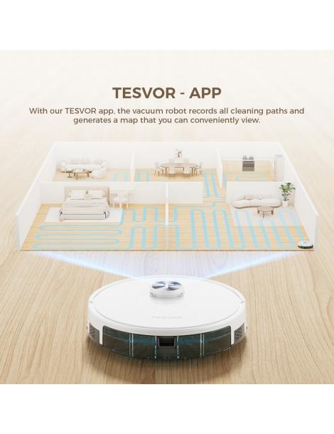 Tesvor S7 Pro AES Robot Aspirapolvere con Stazione di Svuotamento Automatico Funzione Mopping Aspirazione 6000Pa - Bianco In Vendita