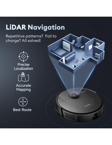 Ultenic D10 Robot Aspirapolvere 15min LiDAR Quick Map 4000Pa Suction 120min Carpet Auto-Boost - Nero Saldi Di Fabbrica