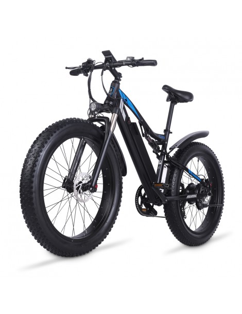 Shengmilo MX03 Bicicletta elettrica 48V 1000W Motore brushless 17Ah Batteria 26 pollici Pneumatici 40km/h – Nero 2025