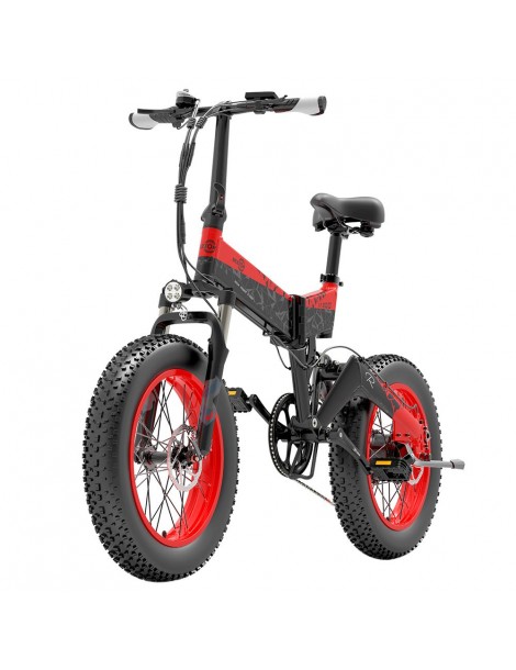 BEZIOR XF200 Bici elettrica pieghevole da 20 pollici con pneumatici grassi Motore da 1000 W Batteria da 48 V 15 Ah - Nero Rosso Italia