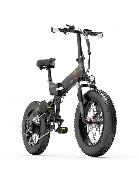 BEZIOR XF200 Bici elettrica pieghevole da 20 pollici con pneumatici grassi Motore da 1000 W Batteria da 48 V 15 Ah - Nero Grigio 2025