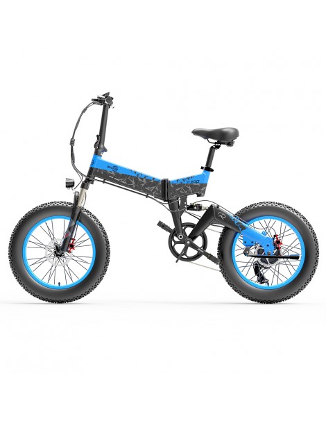 BEZIOR XF200 Bici elettrica pieghevole da 20 pollici con pneumatici grassi Motore da 1000 W Batteria da 48 V 15 Ah - Nero Blu In Linea