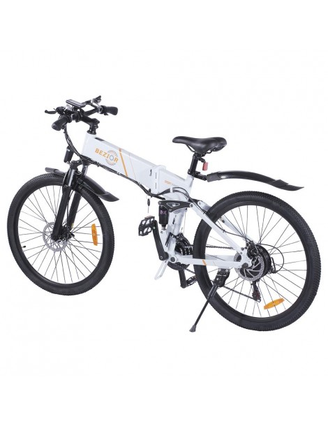 BEZIOR M26 26 Pollici Pneumatici Bicicletta Elettrica Pieghevole - 500W Motore Brushless & 48V 10Ah Batteria - Bianco Nuovo