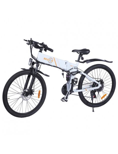 BEZIOR M26 26 Pollici Pneumatici Bicicletta Elettrica Pieghevole - 500W Motore Brushless & 48V 10Ah Batteria - Bianco Nuovo