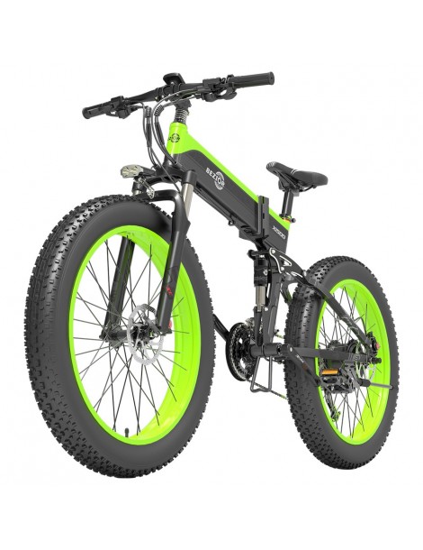 BEZIOR X1500 26 pollici Pneumatico Grasso Bicicletta Elettrica Pieghevole 1500W Motore - Nero Verde Qualità