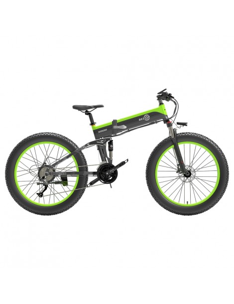 BEZIOR X1500 26 pollici Pneumatico Grasso Bicicletta Elettrica Pieghevole 1500W Motore - Nero Verde Qualità