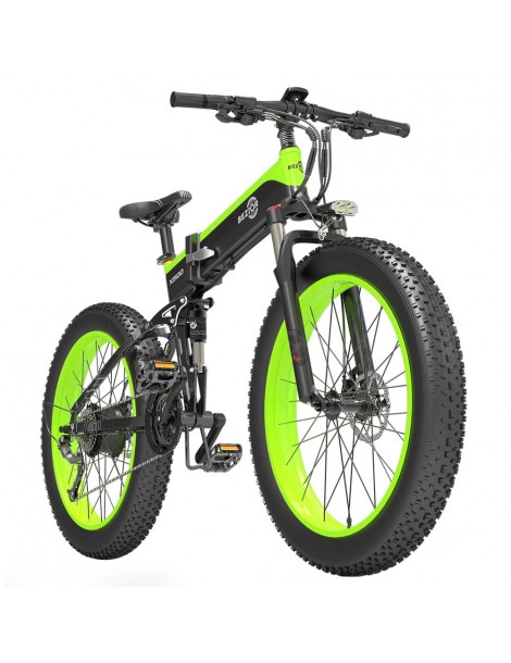 BEZIOR X1500 26 pollici Pneumatico Grasso Bicicletta Elettrica Pieghevole 1500W Motore - Nero Verde Qualità