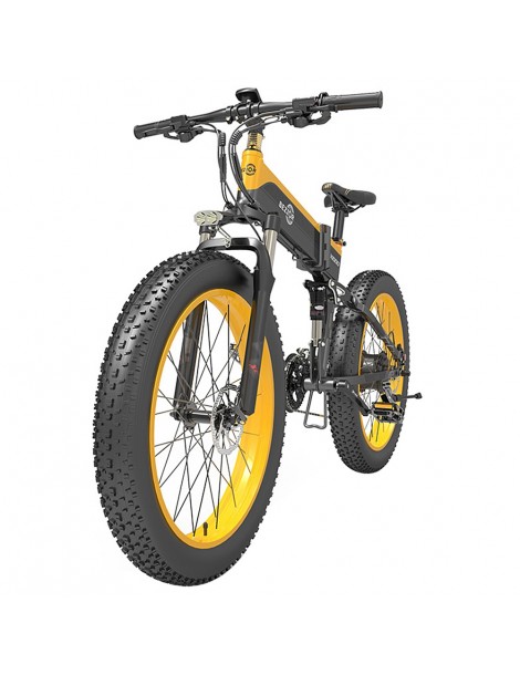 BEZIOR X1000 26 pollici Fat Tire Foldable Electric Bike 1000W Motore Panasonic 48V 12.8Ah Batteria - Nero Giallo Promozione