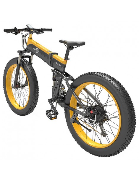 BEZIOR X1000 26 pollici Fat Tire Foldable Electric Bike 1000W Motore Panasonic 48V 12.8Ah Batteria - Nero Giallo Promozione
