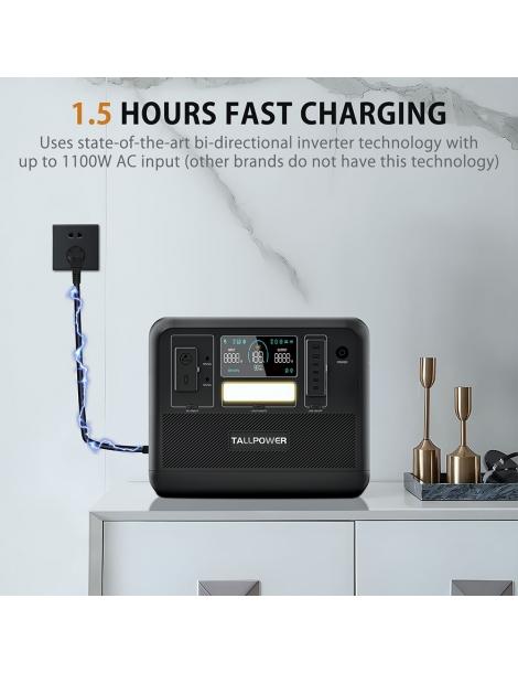 TALLPOWER V2000 Stazione di alimentazione portatile generatore solare LiFePo4 da 1536Wh uscita CA da 2000W - Nero Offerta