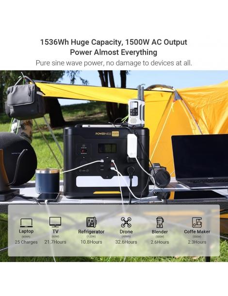 Powerness Hiker U1500 Centrale elettrica portatile generatore solare LiFePO4 da 1536Wh uscita CA da 1500W Presa