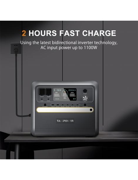 TALLPOWER V2400 Stazione di alimentazione portatile generatore solare LiFePo4 da 2160Wh uscita CA da 2400W UPS - Grigio Outlet
