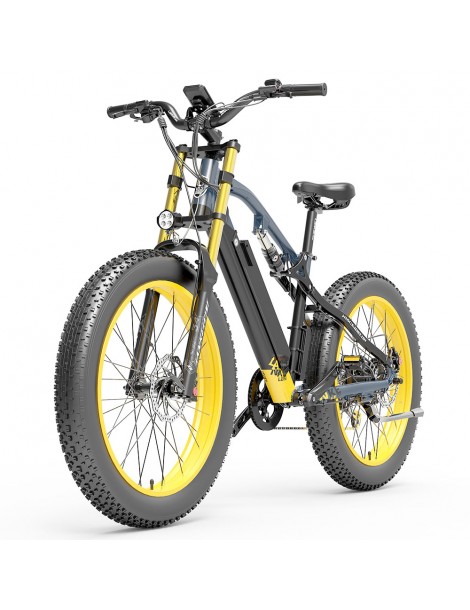 LANKELEISI RV700 16Ah 48V 1000W Bicicletta elettrica - Nero Giallo Promozione