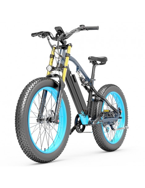 LANKELEISI RV700 16Ah 48V 1000W Bicicletta elettrica - Nero Blu Spedizione Gratuita