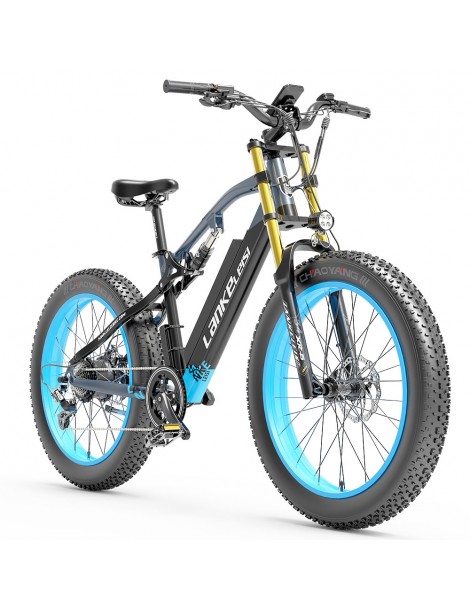 LANKELEISI RV700 16Ah 48V 1000W Bicicletta elettrica - Nero Blu Spedizione Gratuita