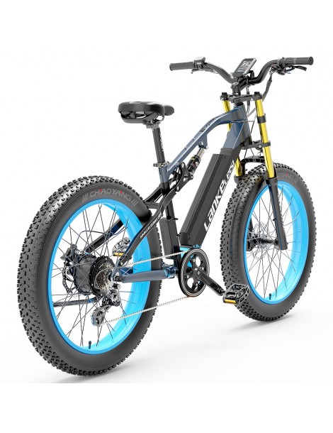 LANKELEISI RV700 16Ah 48V 1000W Bicicletta elettrica - Nero Blu Spedizione Gratuita