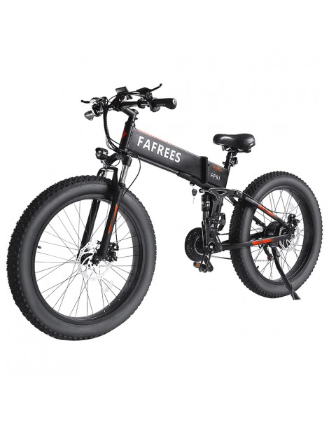FAFREES FF91 26 Pollici Pneumatici Grassi Mountain Bike Elettrica Pieghevole Motore 1000W e Batteria 499Wh 10Ah - Nero Pezzi Unici