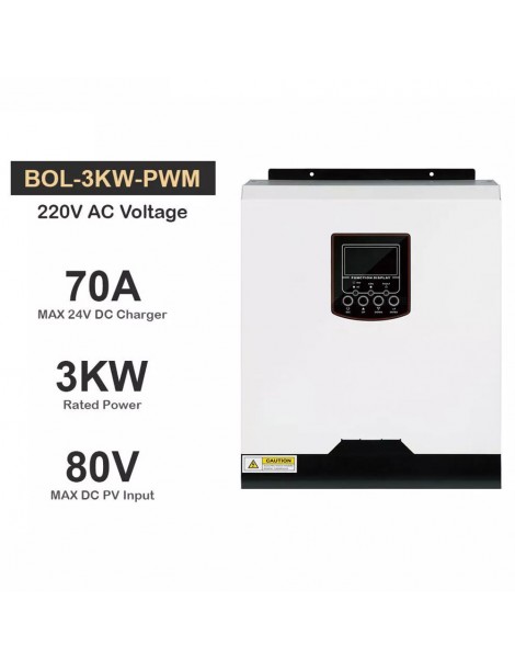 DAXTROMN Inverter solare off grid da 3KW caricatore PWM da 24V DC 70A ingresso PV 80VDC Inverter sinusoidale puro senza WiFi 2025