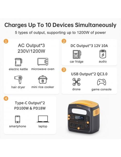 Newsmy N1200 Stazione di alimentazione portatile batterie LiFePO4 da 921Wh Prezzo Ridotto