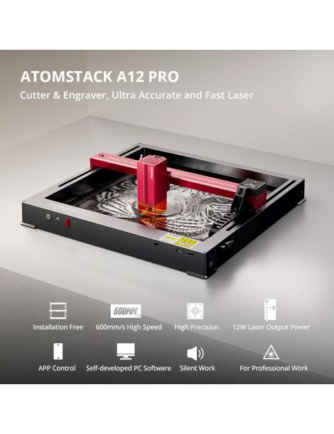 ATOMSTACK A12 PRO 12W Taglierina per incisione laser messa a fuoco fissa precisione di incisione 0 02 mm Saldi